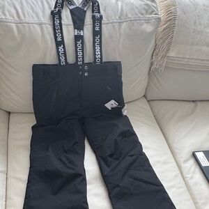 Rossignol Kids Ski Pants Black Overalls with Removable Suspenders